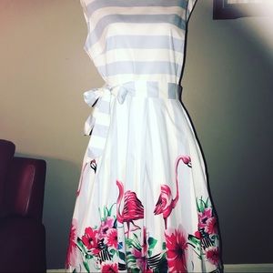 Retro style plus size 3x flamingo print dress